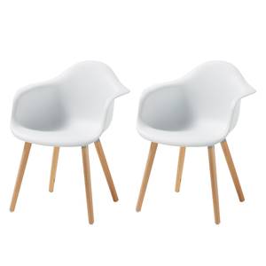 Chaises à accoudoirs Cevo (lot de 2) Matériau synthétique / Hêtre massif - Blanc