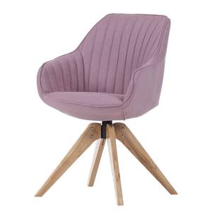 Chaise à accoudoirs Ermelo rotatif - Tissu / Chêne massif - Rosé - 1 set