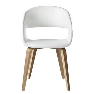 Chaises Faxe I (lot de 2) Imitation cuir - Blanc / Chêne