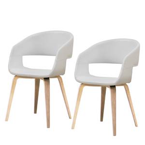 Chaises Faxe I (lot de 2) Imitation cuir - Blanc / Chêne