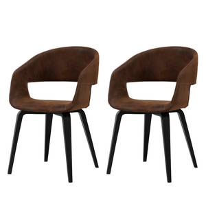 Chaises à accoudoirs Faxe III (lot de 2) Imitation cuir - Marron vintage