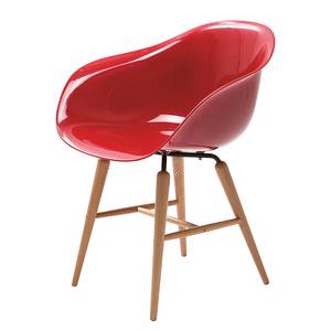 Gestoffeerde stoelen Econo Slim II kunststof/massief beukenhout - Rood