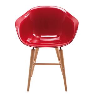 Gestoffeerde stoelen Econo Slim II kunststof/massief beukenhout - Rood