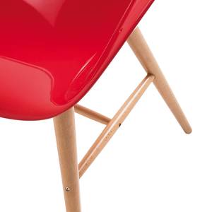 Gestoffeerde stoelen Econo Slim II kunststof/massief beukenhout - Rood