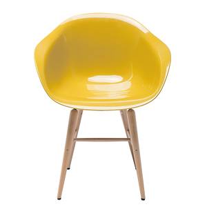 Gestoffeerde stoelen Econo Slim II kunststof/massief beukenhout - Mosterdgeel