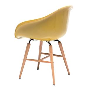 Gestoffeerde stoelen Econo Slim II kunststof/massief beukenhout - Mosterdgeel