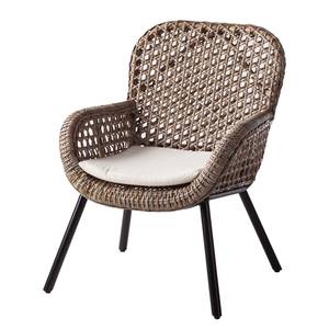 Sedia con braccioli Hawea Rattan/Metallo - Rattan/Nero