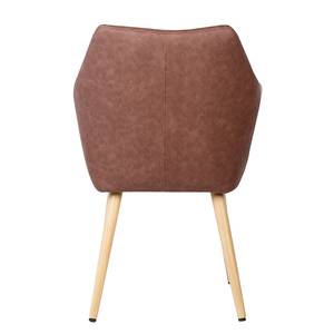 Chaise à accoudoirs Kuru Imitation cuir / Chêne massif - Marron café