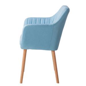 Chaise à accoudoirs Leedy I Tissu / Chêne massif - Tissu Zea: Bleu pastel - 1 chaise