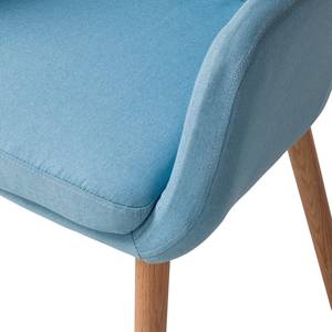 Chaise à accoudoirs Leedy I Tissu / Chêne massif - Tissu Zea: Bleu pastel - 1 chaise