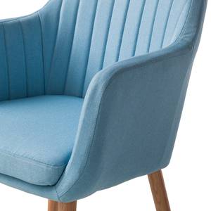 Chaise à accoudoirs Leedy I Tissu / Chêne massif - Tissu Zea: Bleu pastel - 1 chaise