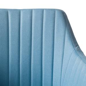 Chaise à accoudoirs Leedy I Tissu / Chêne massif - Tissu Zea: Bleu pastel - 1 chaise