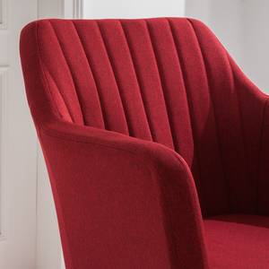 Chaise à accoudoirs Leedy I Tissu / Chêne massif - Tissu Zea: Rouge cerise - 1 chaise