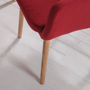Sedia con braccioli Leedy I tessuto / legno massello di quercia - Tessuto Zea: rosso ciliegia - 1 sedia