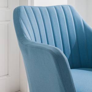 Chaise à accoudoirs Leedy I Tissu / Chêne massif - Tissu Zea: Bleu pastel - 1 chaise