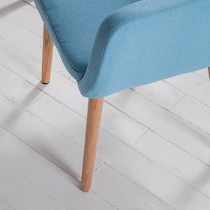 Sedia con braccioli Leedy I tessuto / legno massello di quercia - Tessuto Zea: blu pastello - 1 sedia