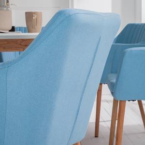 Chaise à accoudoirs Leedy I Tissu / Chêne massif - Tissu Zea: Bleu pastel - 1 chaise