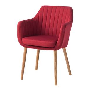 Chaise à accoudoirs Leedy I Tissu / Chêne massif - Tissu Zea: Rouge cerise - 1 chaise