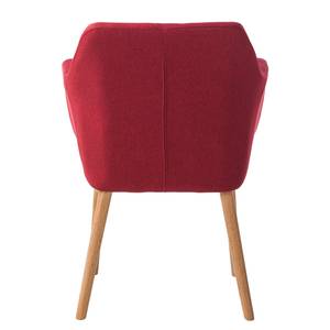 Chaise à accoudoirs Leedy I Tissu / Chêne massif - Tissu Zea: Rouge cerise - 1 chaise