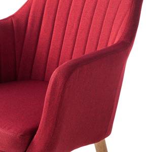 Chaise à accoudoirs Leedy I Tissu / Chêne massif - Tissu Zea: Rouge cerise - 1 chaise