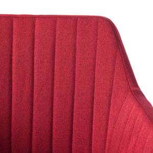 Chaise à accoudoirs Leedy I Tissu / Chêne massif - Tissu Zea: Rouge cerise - 1 chaise