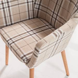 Chaise à accoudoirs Leedy III Tissu / Chêne massif - Beige / Chêne - 1 chaise