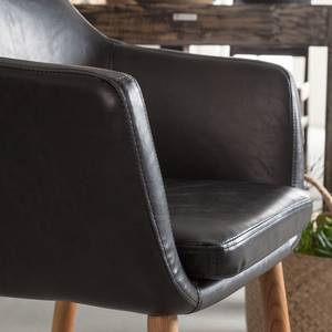 Sedia con braccioli NICHOLAS Similpelle grigio chiaro - Similpelle Aken: nero vintage - 1 sedia