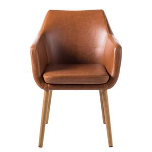 Chaise à accoudoirs NICHOLAS L Cuir synthétique Aken: Cognac vintage - 1 chaise