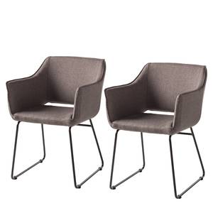 Lot de 2 chaises à accoudoirs Nikalla I Tissu / Métal - Gris / Noir