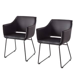 Chaises Nikalla II (lot de 2) Imitation cuir / Métal - Noir