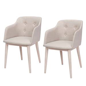 Chaises à accoudoirs Para (lot de 2) Tissu - Beige - Hévéa