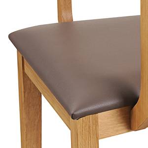 Chaises à accoudoirs RichWood (lot de 2) Cuir véritable marron - Chêne sauvage