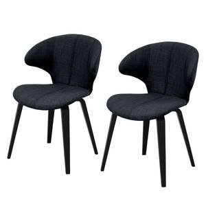 Chaises Skog (lot de 2) Tissu / Chêne massif - Anthracite / Noir