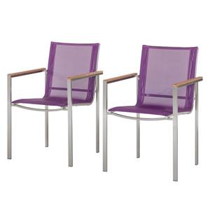 Chaises de jardin T-Line VIII (lot de 2) Métal / Textilène couleur mûre