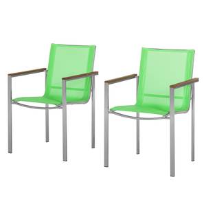 Chaises de jardin T-Line IX (lot de 2) Métal / Textilène vert tilleul