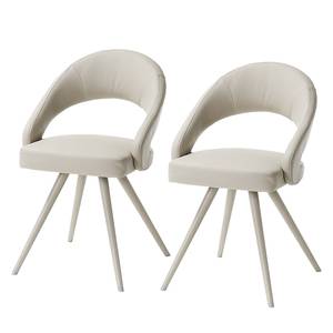 Chaises à accoudoirs Tamira (lot de 2) Imitation cuir / Acier inoxydable Beige