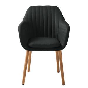 Chaises à accoudoirs TILANDA Tissu / Chêne massif - Tissu Cors: Anthracite - 1 chaise
