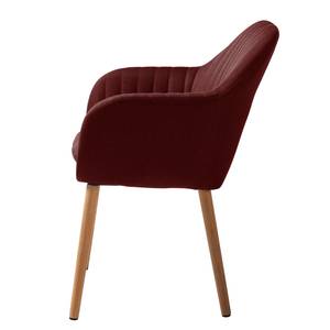 Chaises à accoudoirs TILANDA Tissu / Chêne massif - Tissu Cors: Rouge foncé - 1 chaise