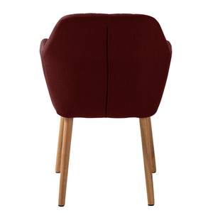 Chaises à accoudoirs TILANDA Tissu / Chêne massif - Tissu Cors: Rouge foncé - 1 chaise
