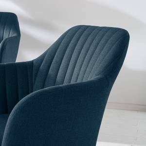 Chaises à accoudoirs TILANDA Tissu / Chêne massif - Tissu Cors: Bleu jean - 1 chaise