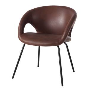 Chaise à accoudoirs Woodlawn II Imitation cuir / Métal - Marron - 1 chaise