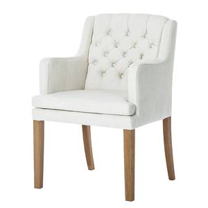 Chaise à accoudoirs Austin Tissu blanc - Tissu Kyra: Blanc