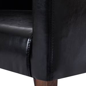 Chaise à accoudoirs Lincoln I Cuir synthétique noir / Bouleau marron clair