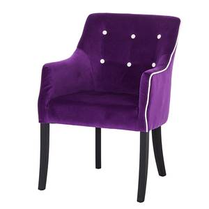 Chaise à accoudoirs Rochester Velours violet / noir blanc