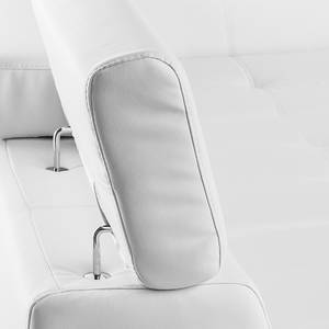 Canapé d'angle Valento Imitation cuir - Blanc - Avec méridienne montée à droite (vue de face) - Sans fonction couchage