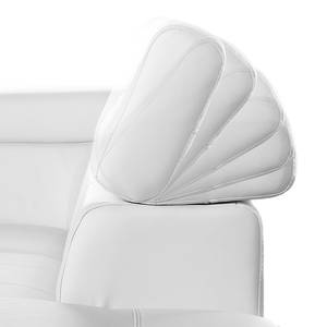 Canapé d'angle Valento Imitation cuir - Blanc - Avec méridienne montée à droite (vue de face) - Sans fonction couchage