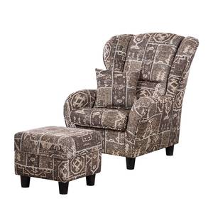 Fauteuil Perrine (avec repose-pieds) Tissu marron