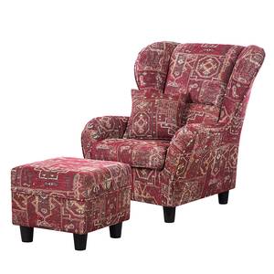 Fauteuil Perrine (avec repose-pieds) Tissu rouge