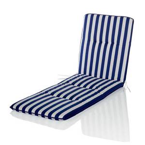 Stoelkussen Basic Line blauw/wit gestreept - kussen voor stoel met hoge leuning - 120x50cm