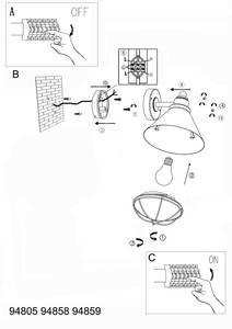 Applique extérieure Barrosela Matériau synthétique / Acier - 1 ampoule - Acier - Acier